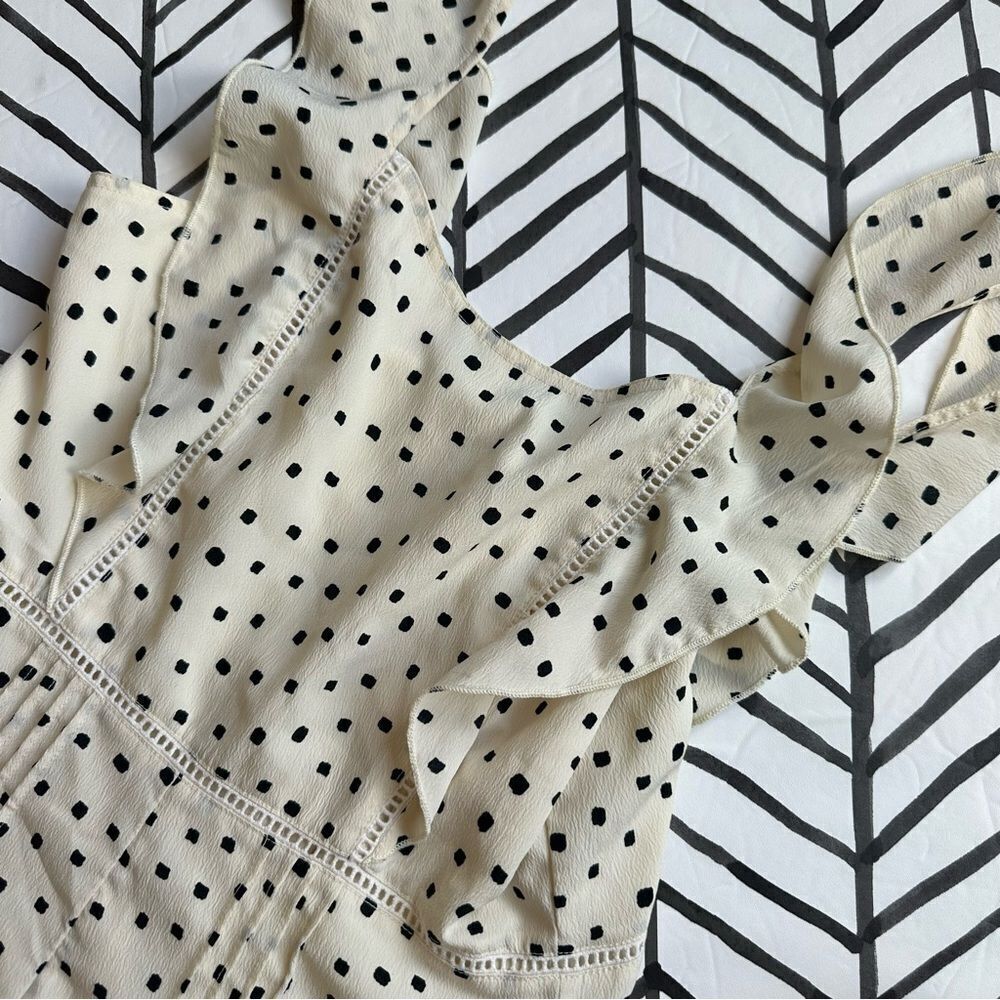 Amuse Society Size M Sunday Lover Polka Dot Cream Romper